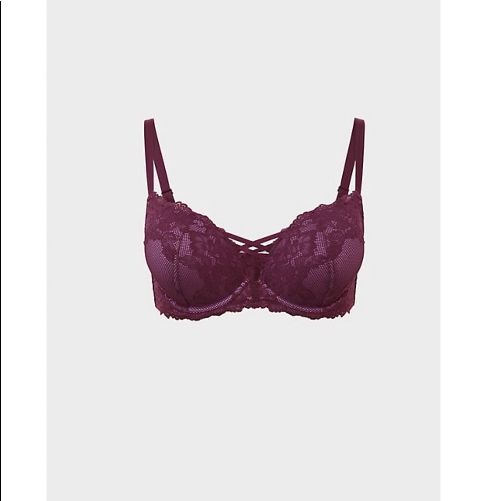 PURPLE CORSET LACE PUSH-UP PLUNGE BRA
